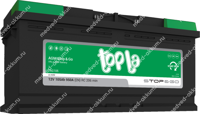 TOPLA AGM Stop&Go 105 Ач обр. L6
