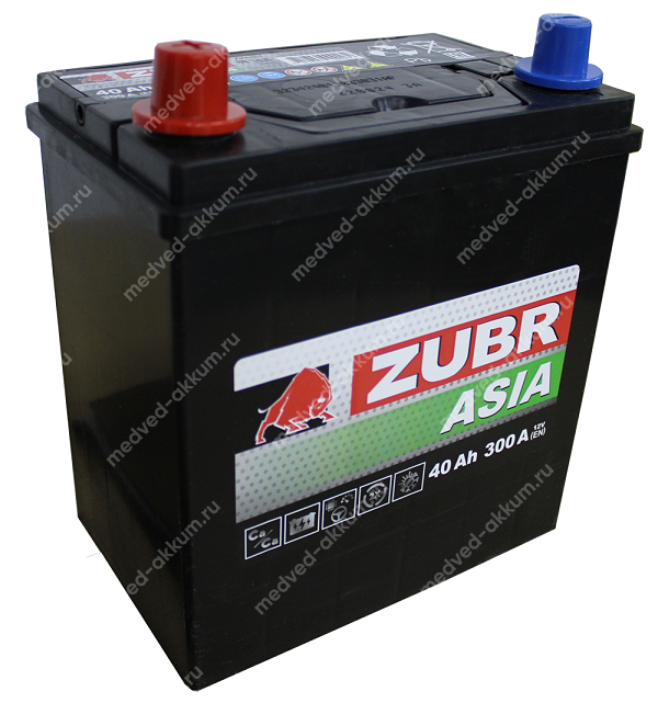 ZUBR Premium Asia 40 Ач пр. B19R без борта
