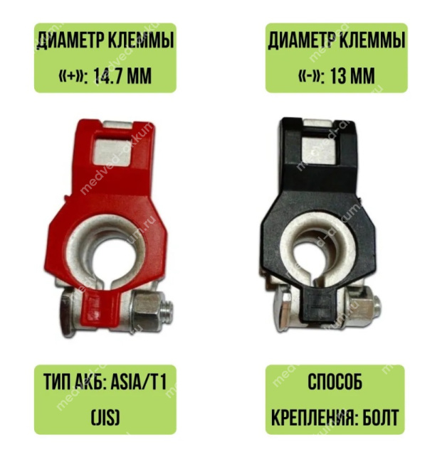 Клеммы для аккумулятора AVS BTK-01A УЗКИЕ к-т 2шт.