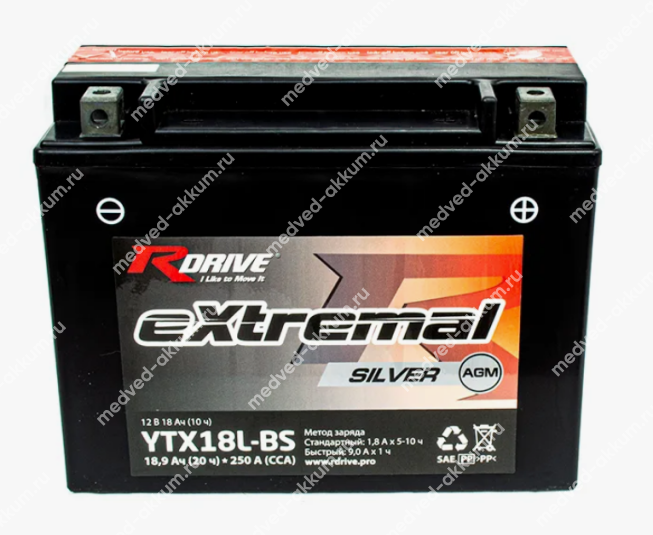 RDrive Extremal Silver 18 Ач YTX18L-BS обр.