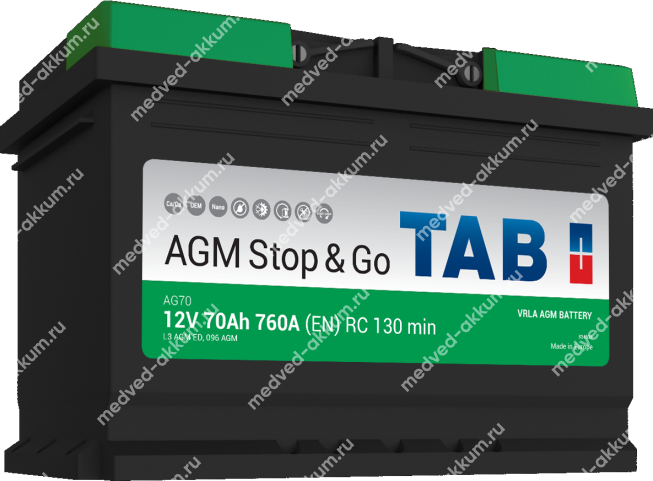TAB AGM Stop&Go 70 Ач обр. L3